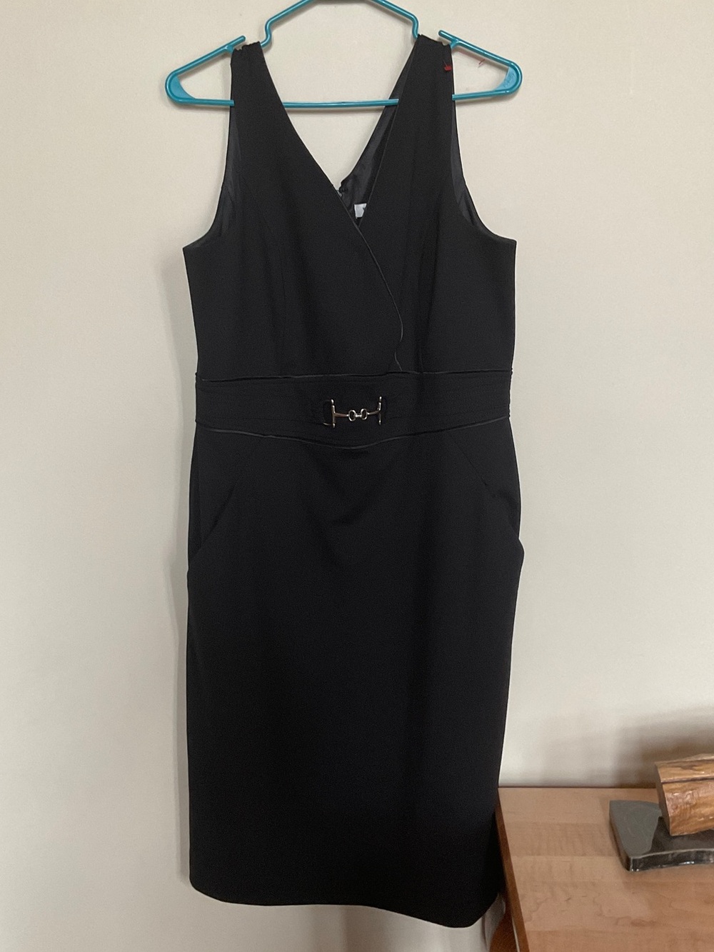 White House Black Market Black Sleeveless Sheath Dress with Waist Accent
